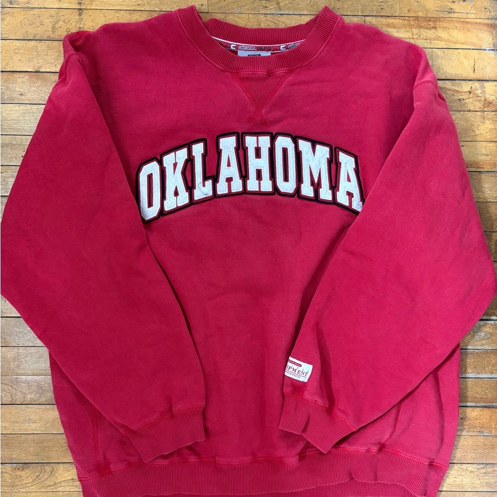Vintage Oklahoma Varsity Graphic Crewneck Cotton Sweatshirt
